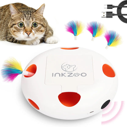 4-in-1 Interactive Cat Toys for Indoor, Automatic 6 Holes Mice Whack-A-Mole, Fluttering Butterfly, Track Balls, USB