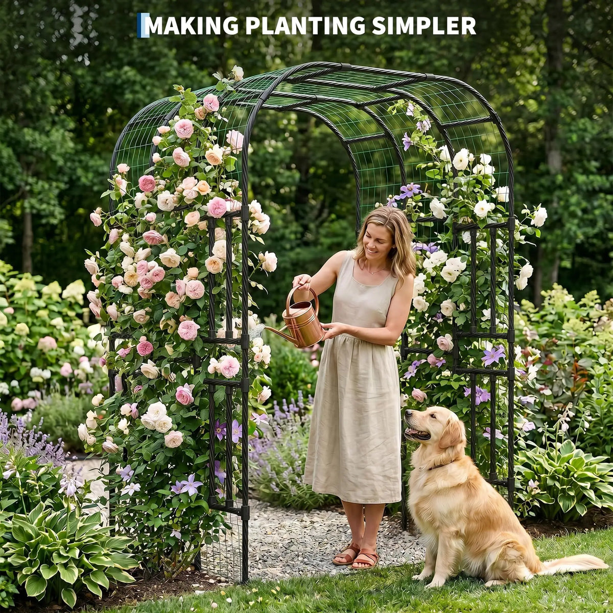Extra Tall 7.3FT Garden Arch Trellis, PE-Coated Steel Plant Arbor For Cucumbers, Beans, Roses, Outdoor Patio Decor Arbor