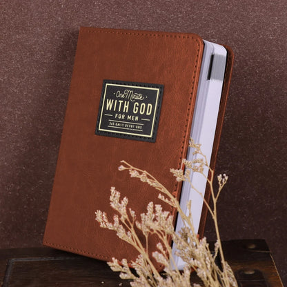 One Minute with God for Men: 365 Devotions - Brown Faux Leather FlexCove Bound Book - Inspirational Daily Readings for  Men