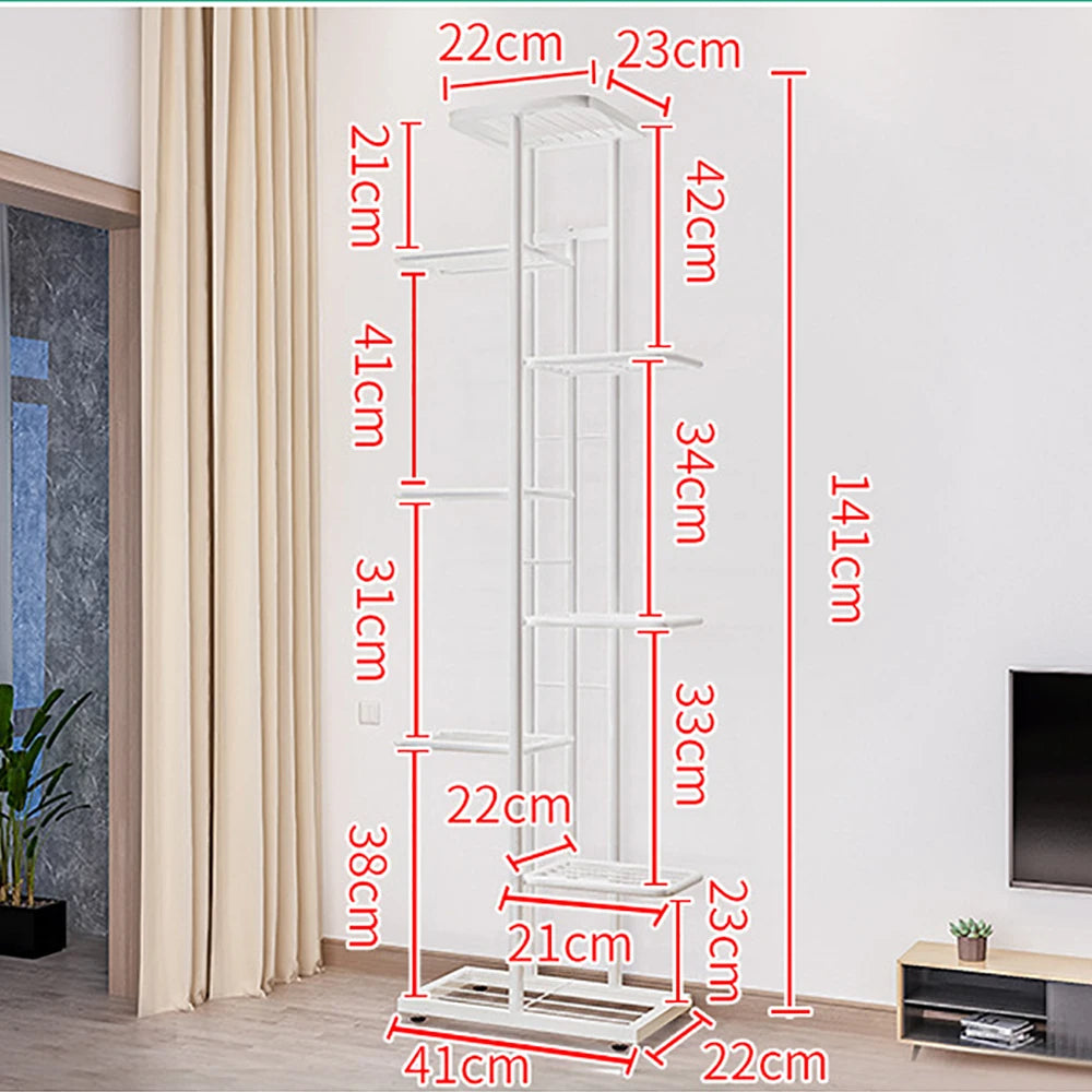 8 Tiers Metal Plant Stand, Indoor Outdoor Potted Plant Holders, Tiered Plant Shelf, Flower Display Rack For Garden