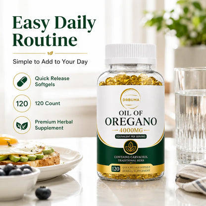 120-Count Oregano Oil Softgels, Herbal Botanical Dietary Supplement Capsules for Adults; Fast-Release Softgels, Easy to Swallow, Ideal for Daily Dietary Routine, Suitable for People Pursuing a Healthy Lifestyle