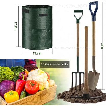 4-Pack 10 Gallon Grow Bags with Handles for Planting Potatoes, Onions, Fruits, and Vegetables - Green