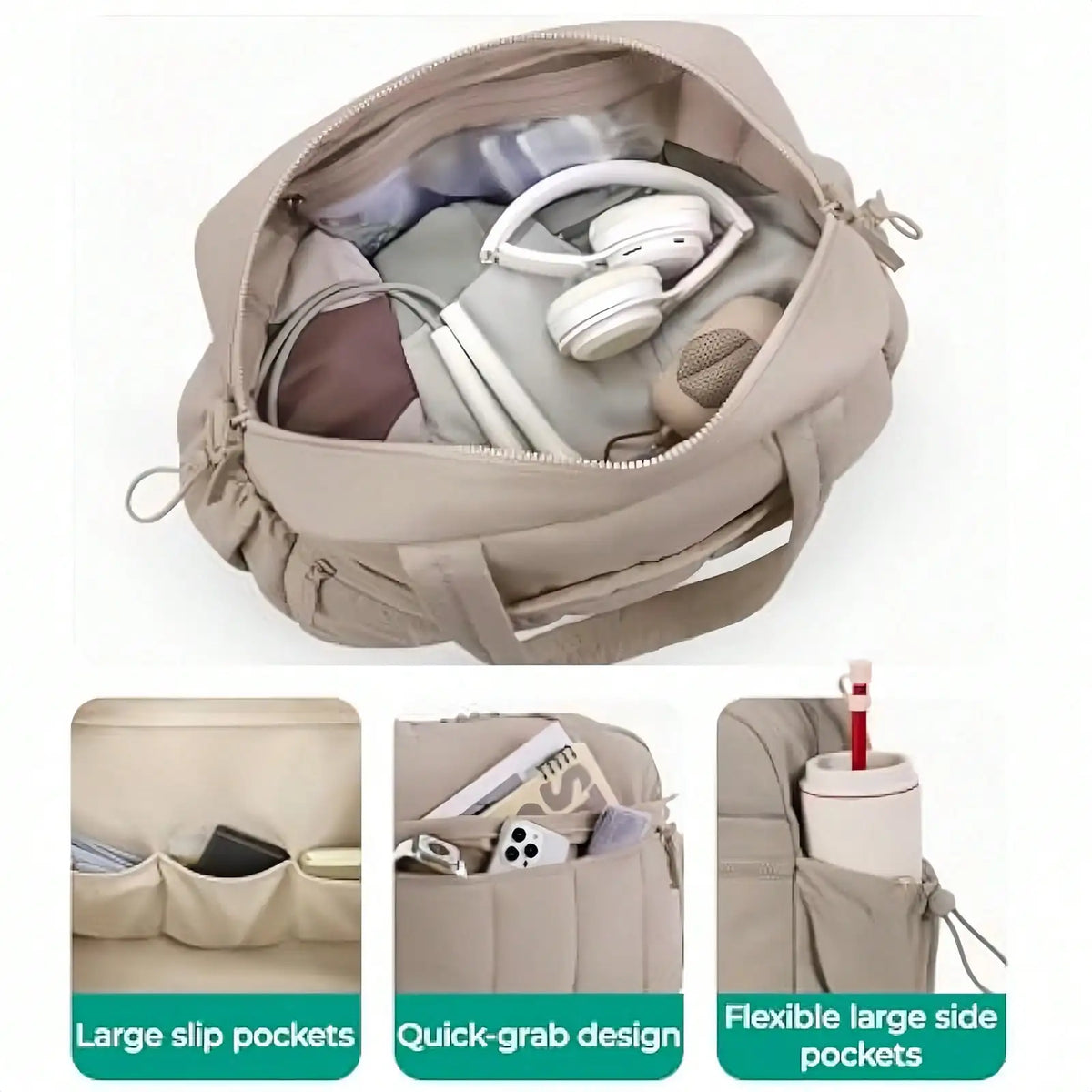 Large Capacity Gym Bag , Duffle for Travel with Wet Pocket, Lightweight Carry Weekender,  Multi-compartments Waterproof Shoulder Bag