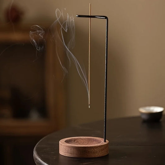 1pc Elegant Wooden Incense Burner - Creative Upside-Down Design, Perfect for Home Decor & Zen Aromatherapy